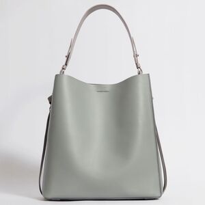 Gray Leather Shoulder Bag